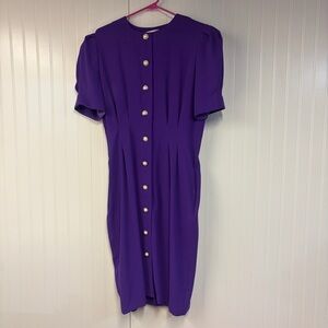 MS CHAUS Purple Gold Button-Down Dress Vintage Size 14